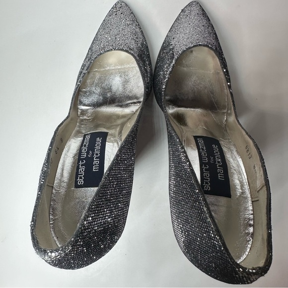 Stuart Weitzman Heels Pointed Toe Pumps Sparkle Glitter Bridal Glam Leather 8.5B - Picture 10 of 12